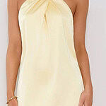 Exclusive Parties Halter Satin Mini Dress Green