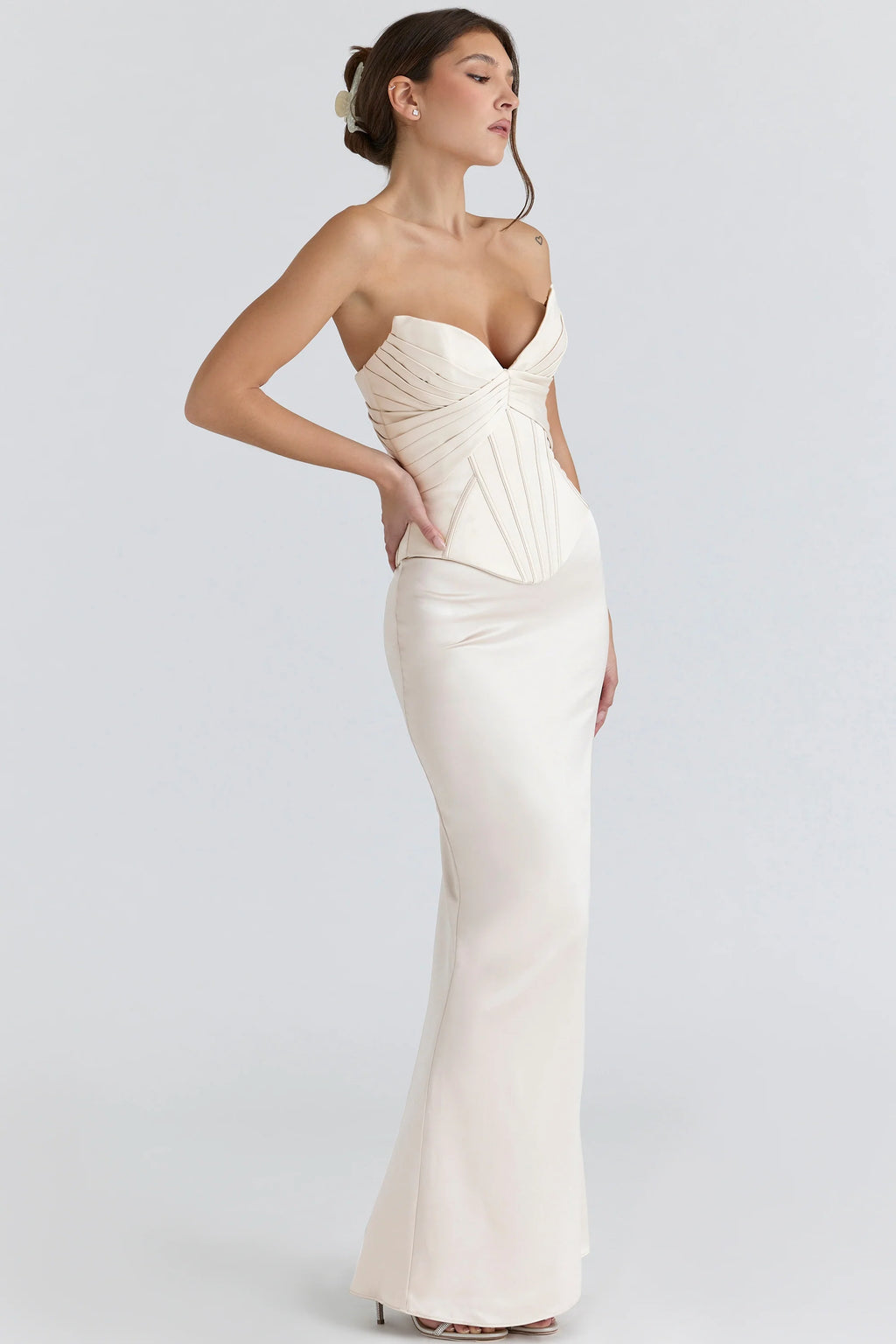 ivory satin corset maxi gown - limited edition