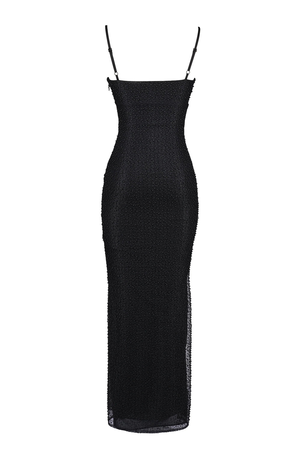 black pearl embellished maxi dress