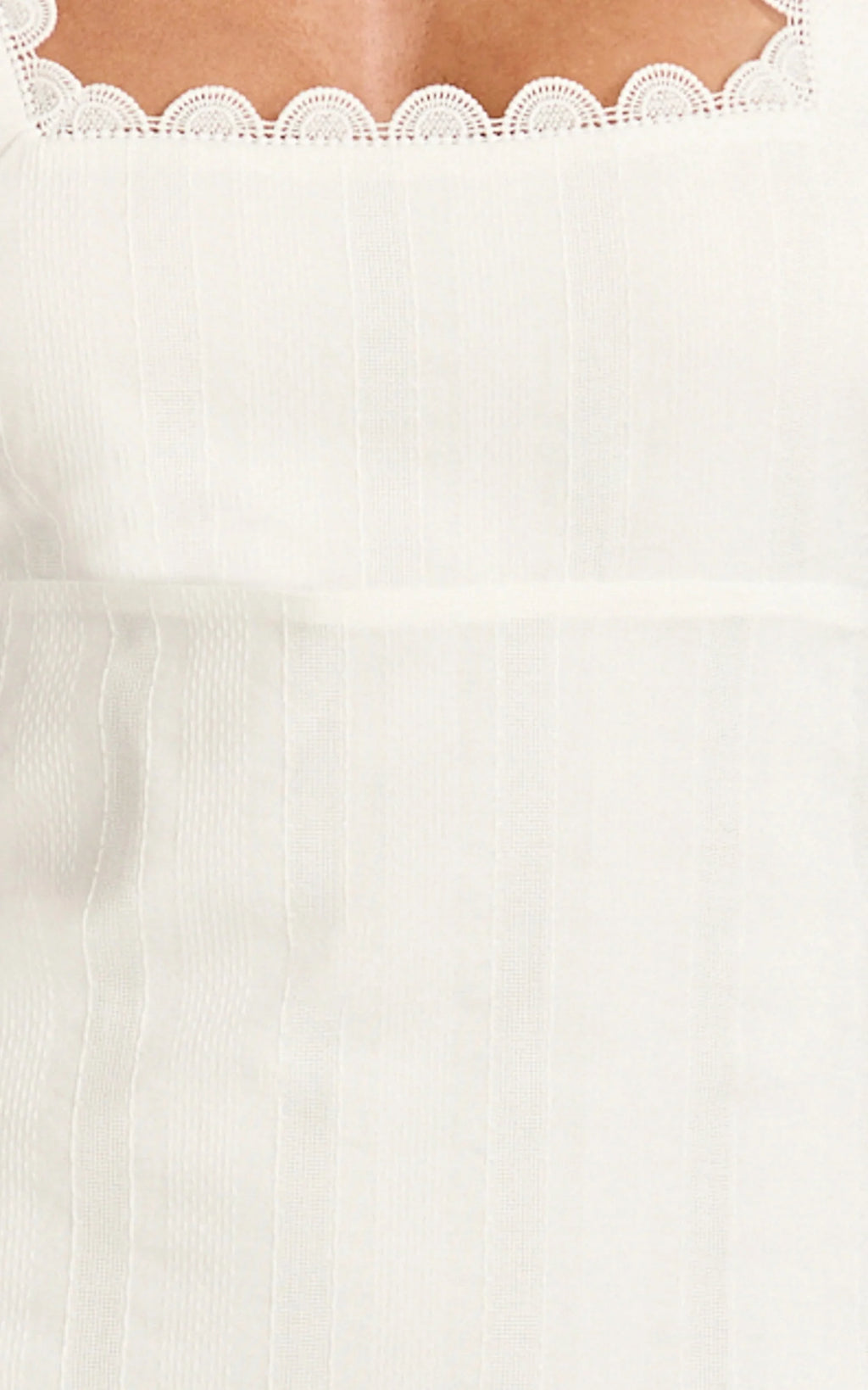 Roxanne Midi Dress - Square Neck Fit And Flare Dress in White