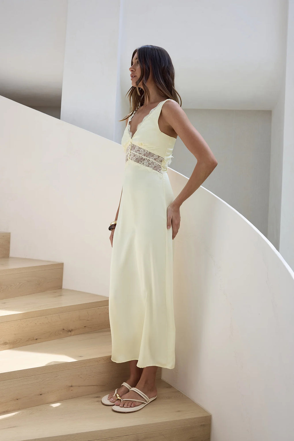Romantic One Satin Maxi Dress Yellow