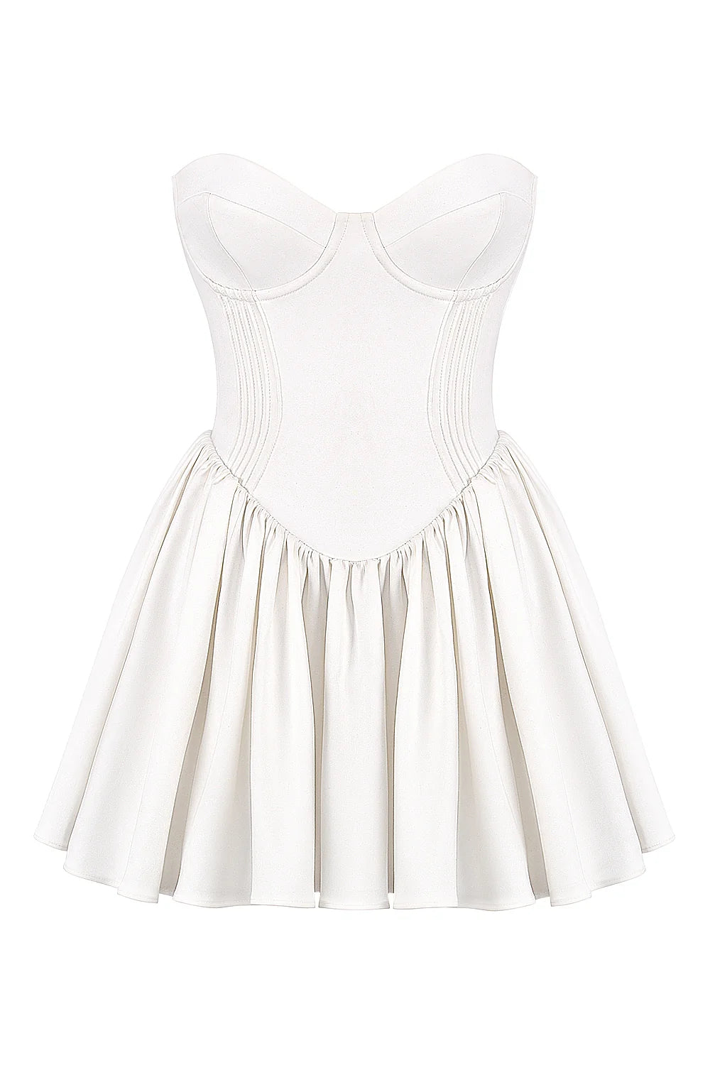 white strapless corset mini dress