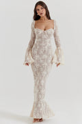 vintage cream lace maxi dress