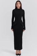 black turtleneck maxi dress