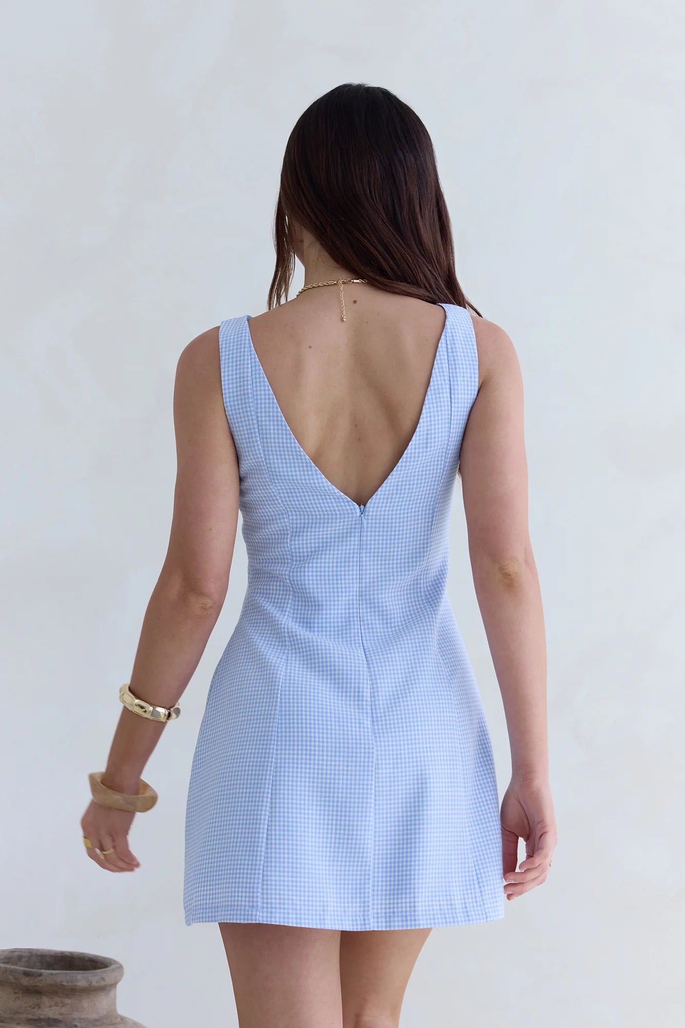 Dreamy Skies Gingham Mini Dress Blue