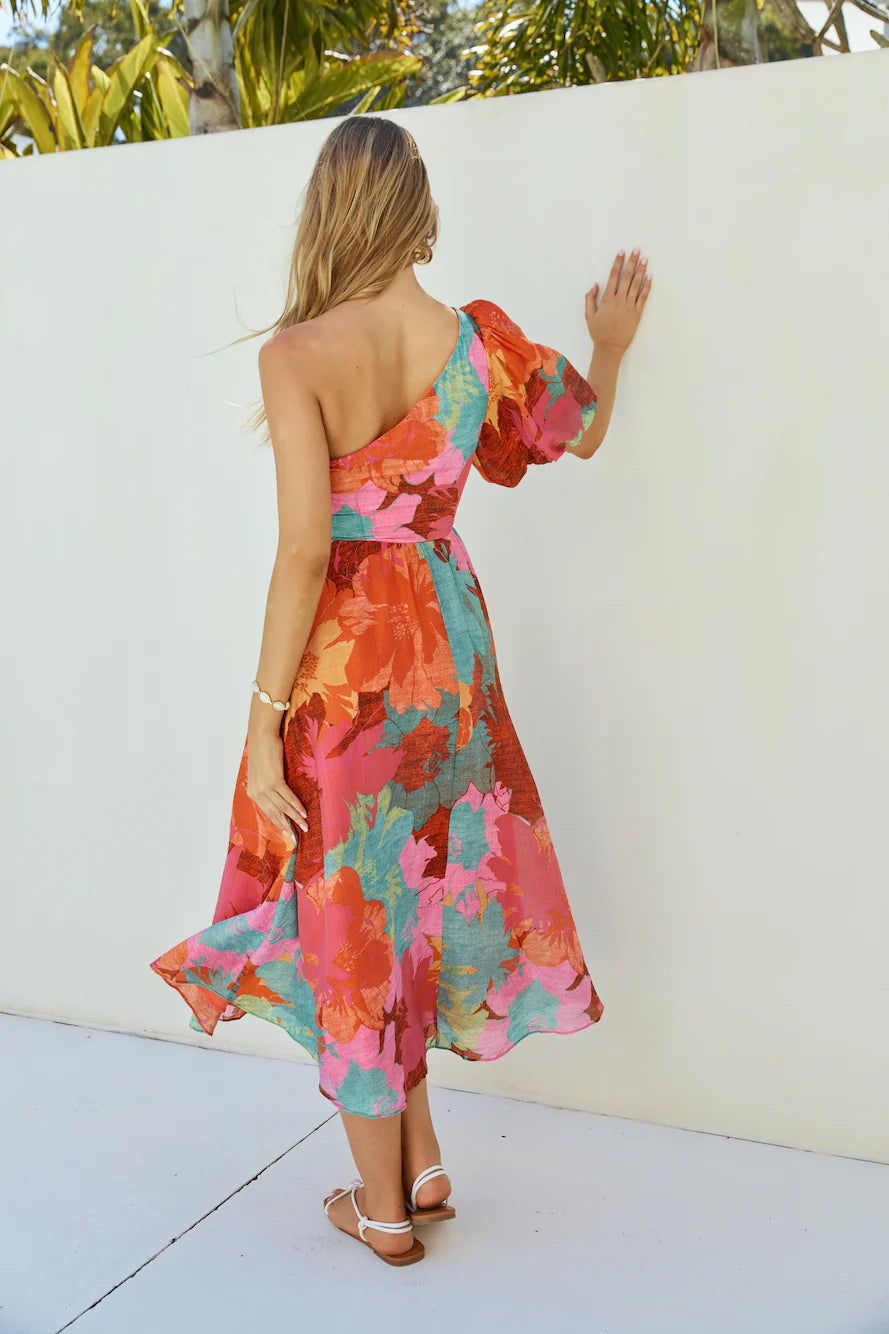 Sunseeker One Shoulder Maxi Dress Pink