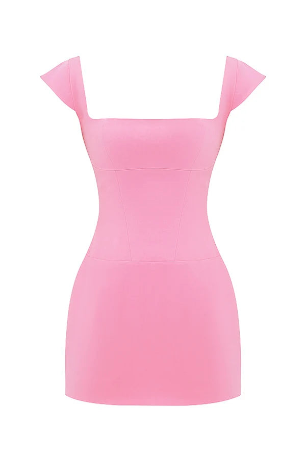 french pink corset mini dress