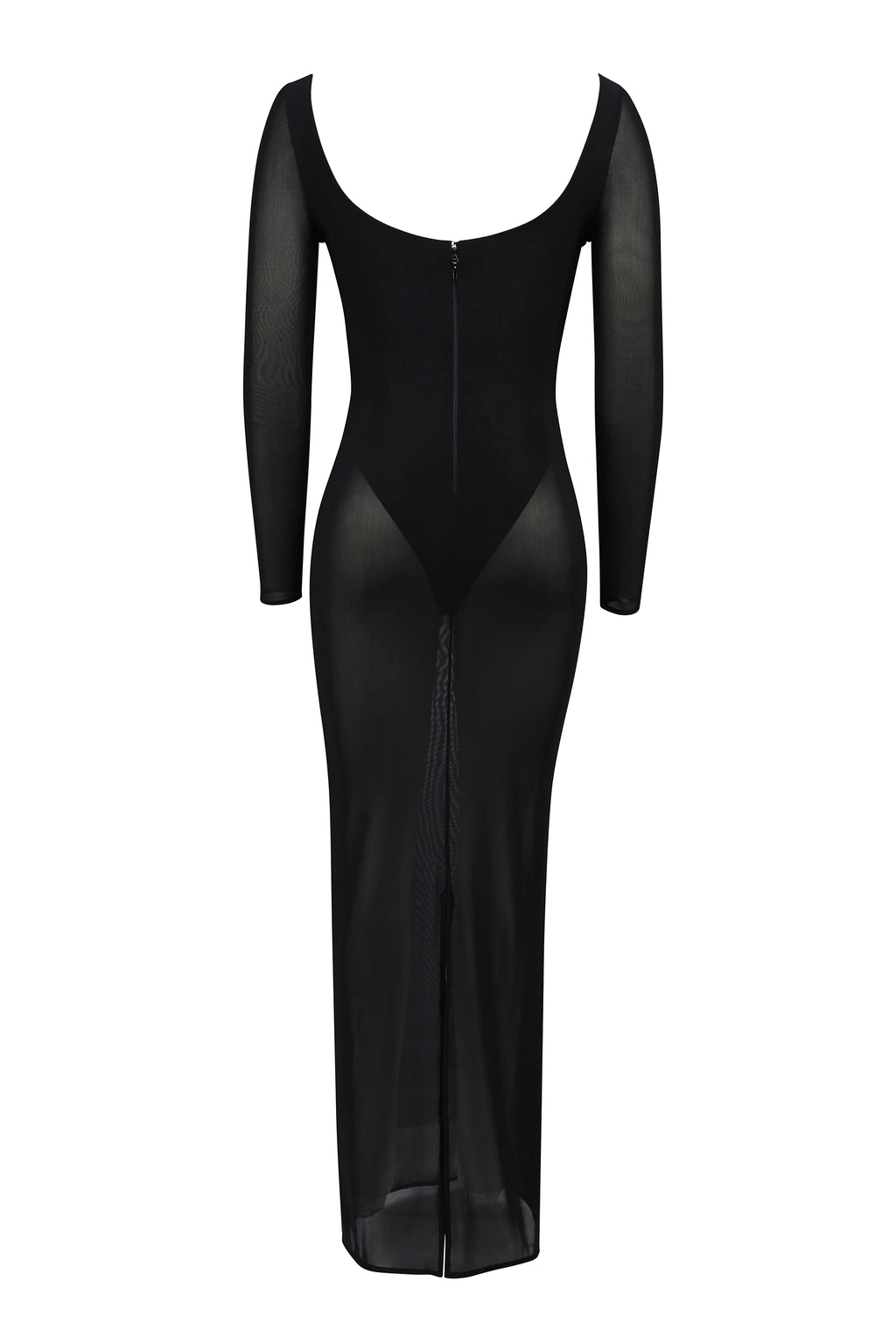 black mesh maxi dress with bodysuit