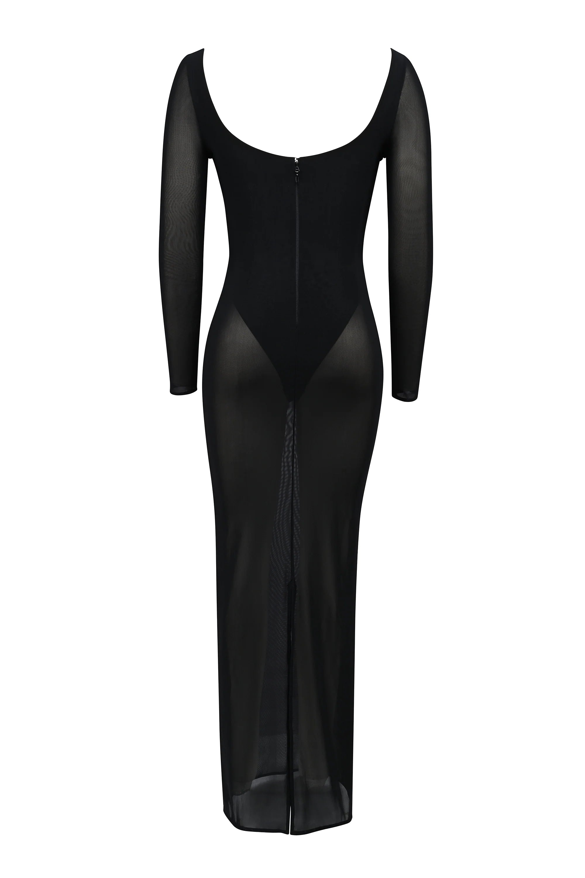 black mesh maxi dress with bodysuit