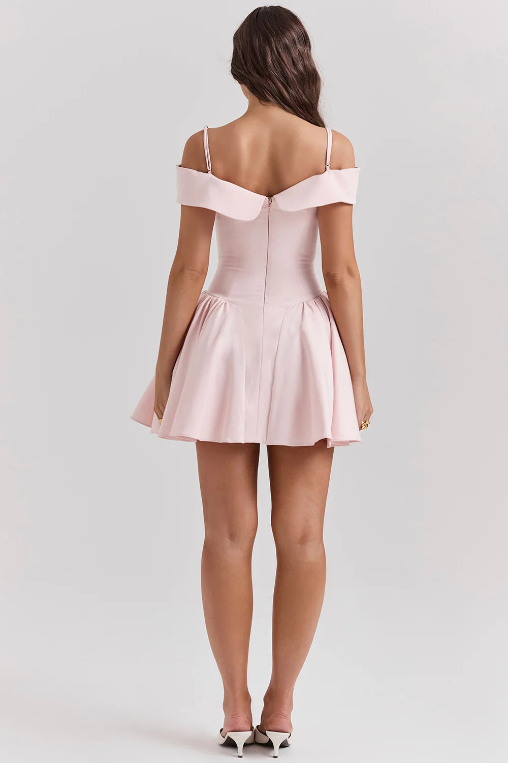 ballerina pink off shoulder mini dress