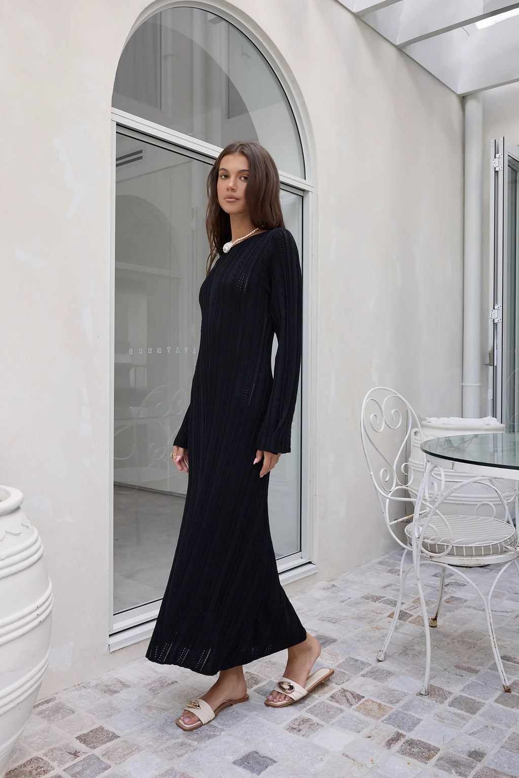 Love On Holidays Long Sleeve Maxi Dress Black