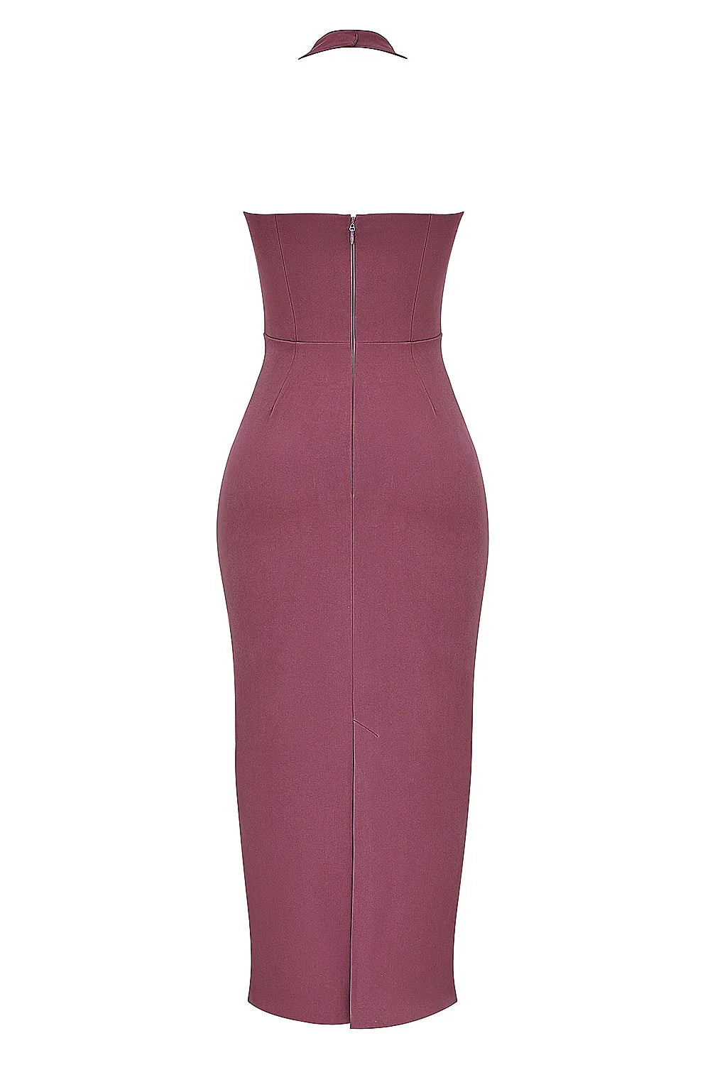 mulberry twill halter maxi dress