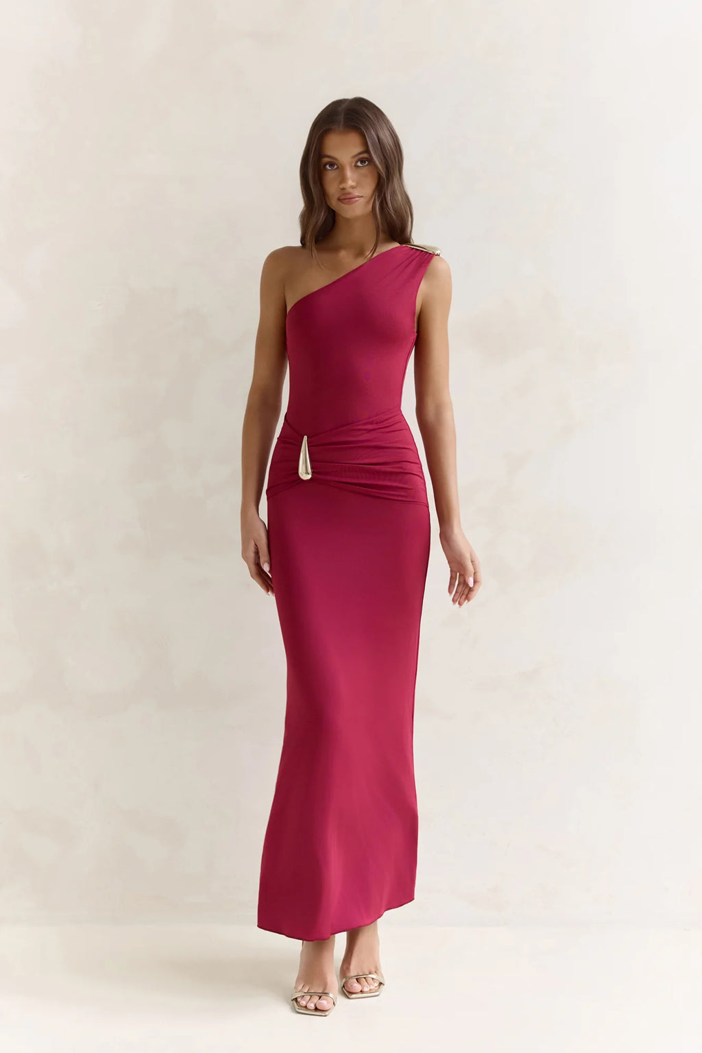 First Class Life One Shoulder Maxi Dress Wine