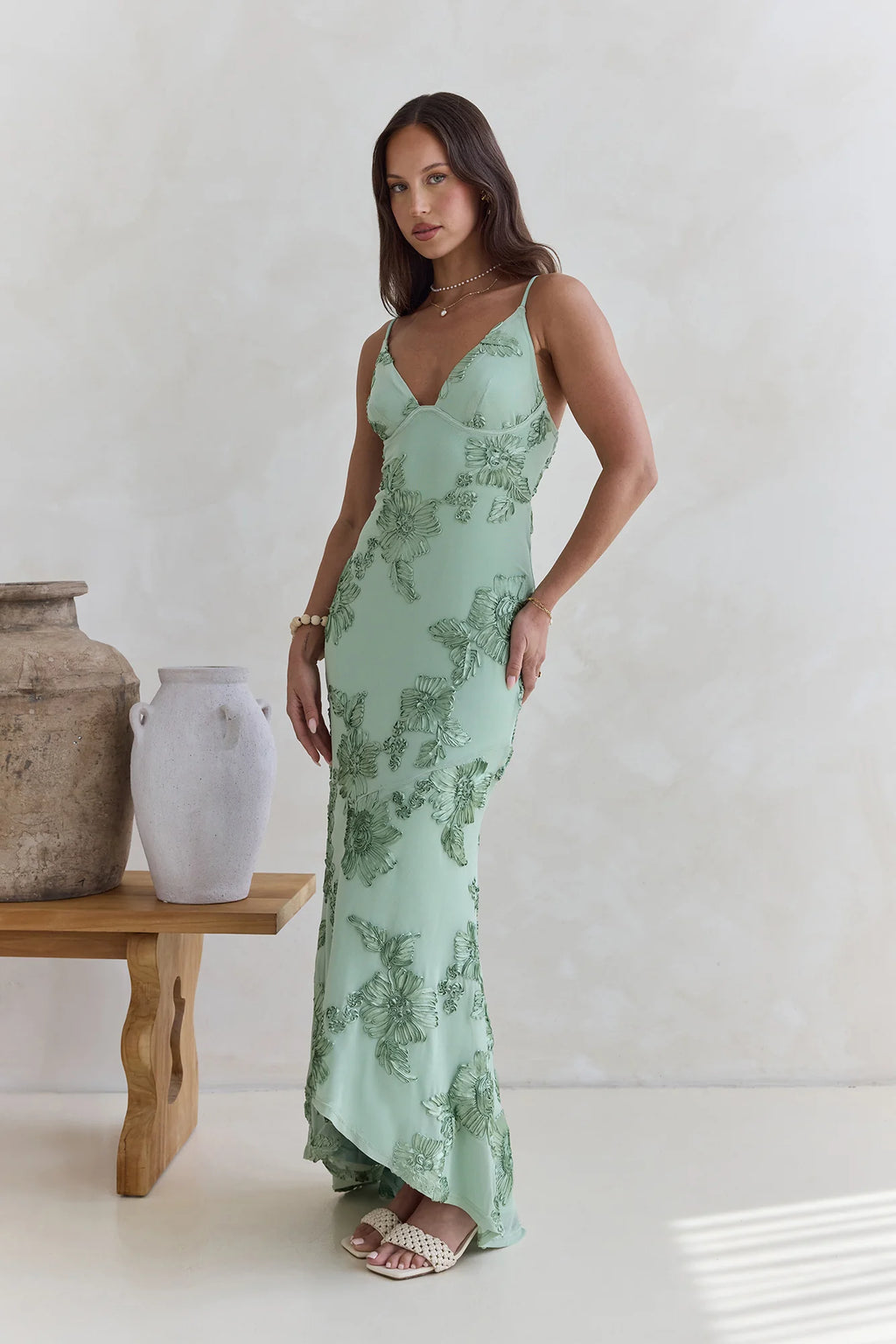 Just As Sweet Mesh Maxi Dress Sage