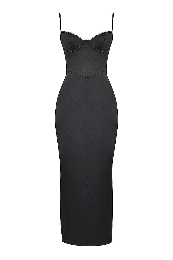 black corset maxi dress