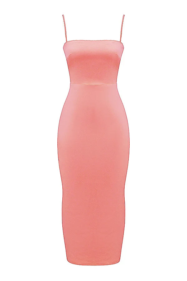 bright peach maxi dress