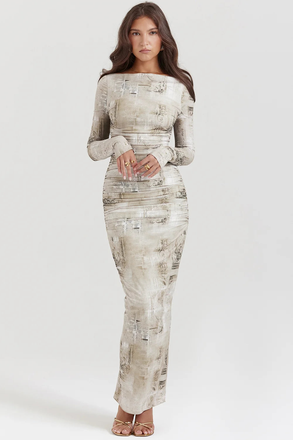 pale sage print maxi dress