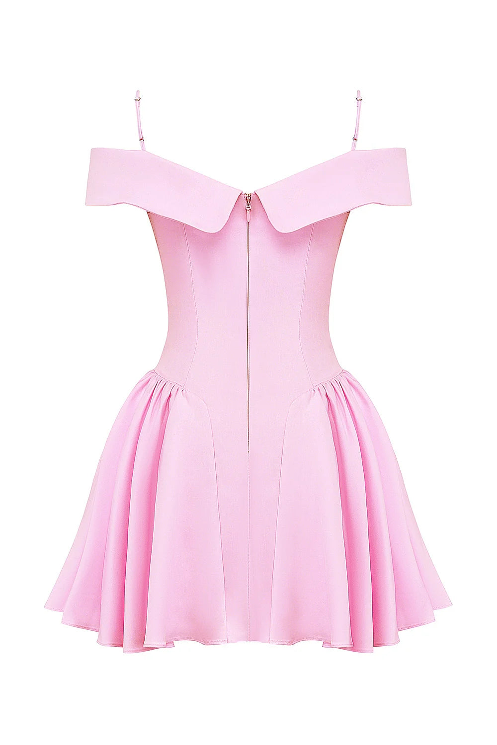 cotton candy twill off shoulder mini dress