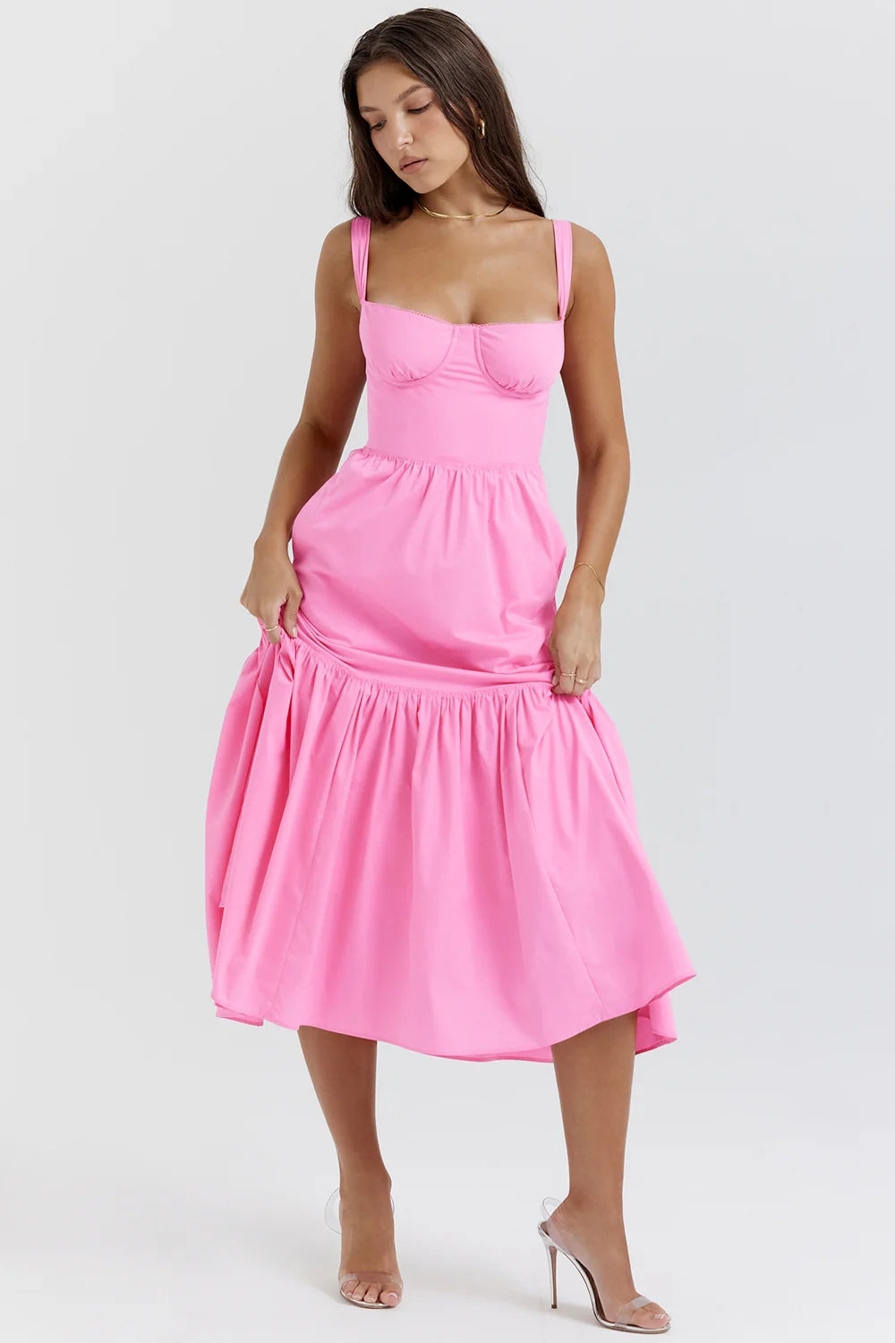 french pink midi sundress