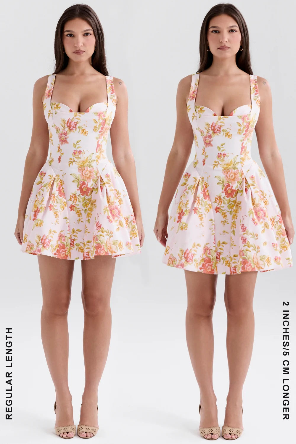 peach poppy print twill mini dress