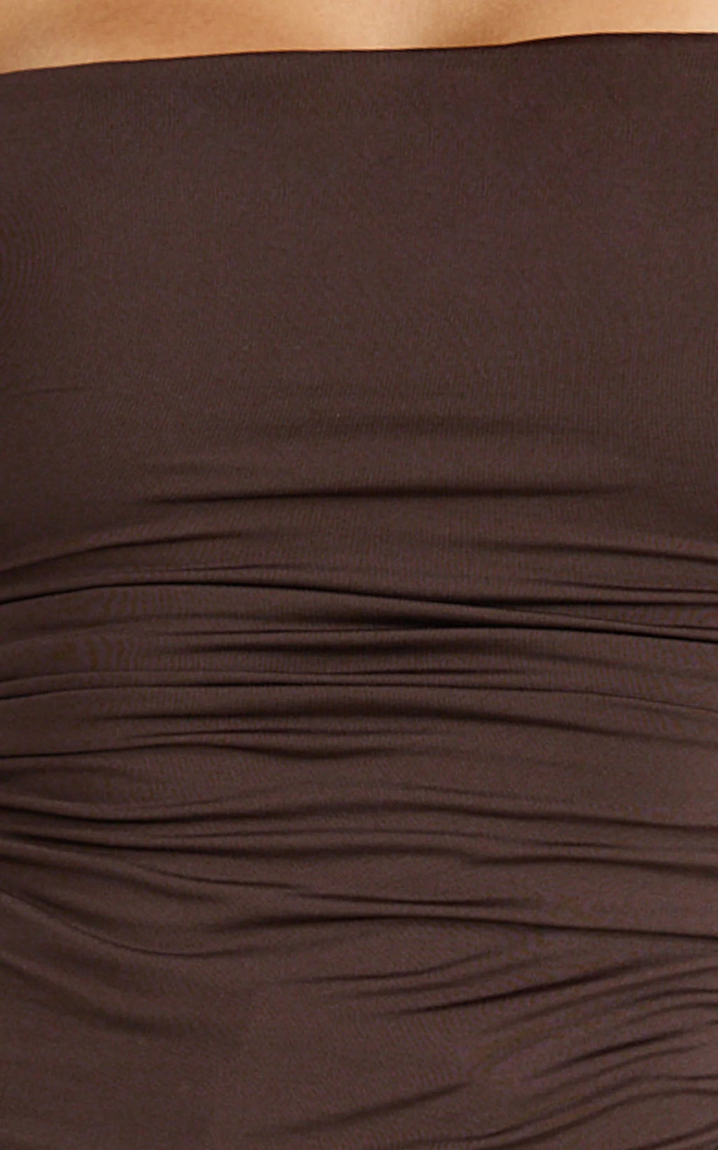 Seraphina Top - Long Sleeve Square Neck Gathered Waist Top in Chocolate
