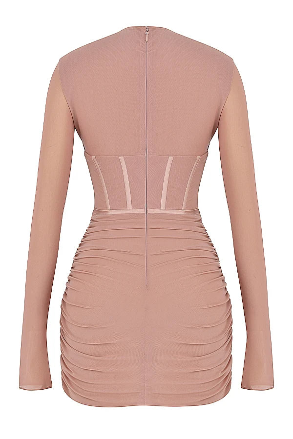 blush corset mini dress