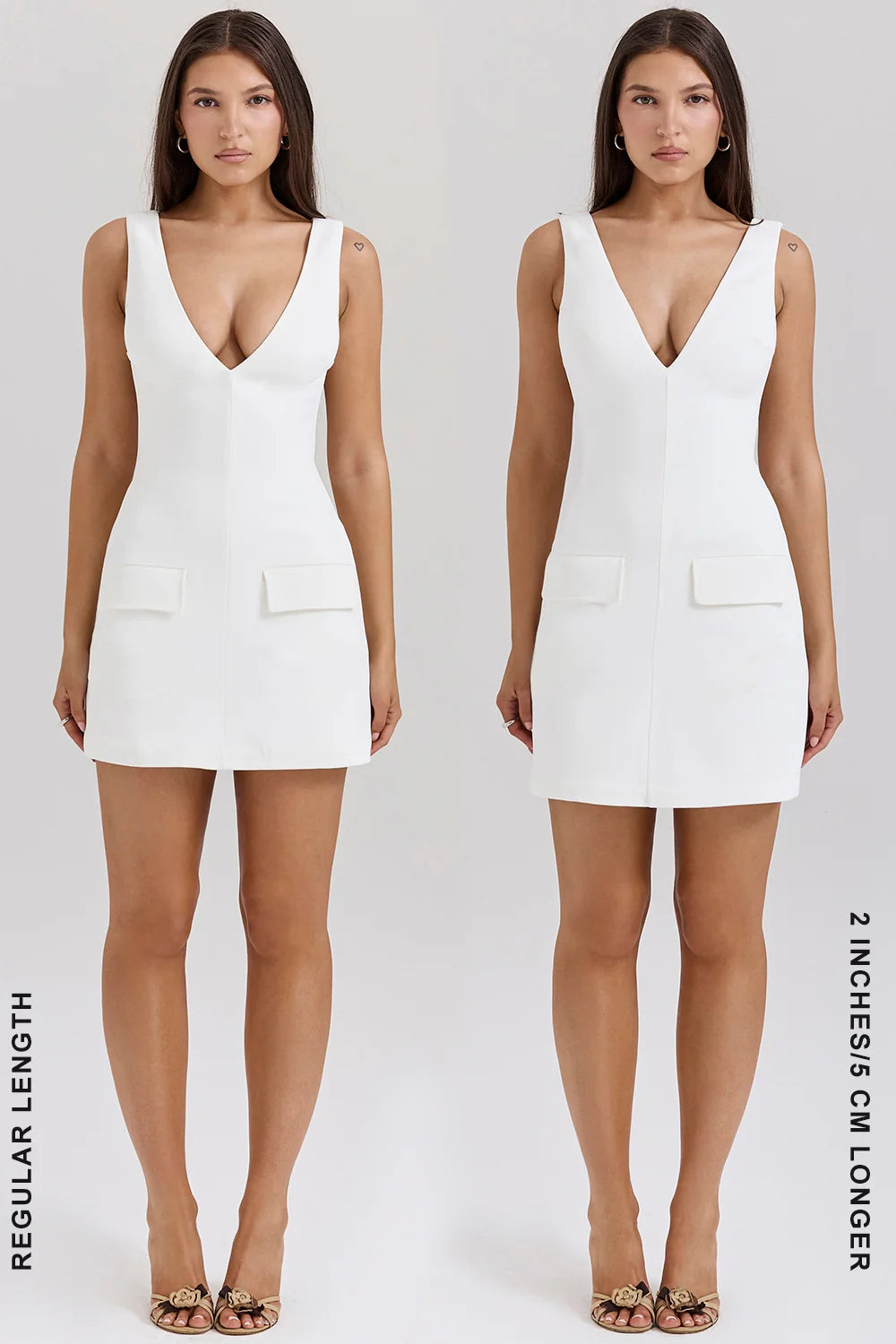 white plunge mini dress