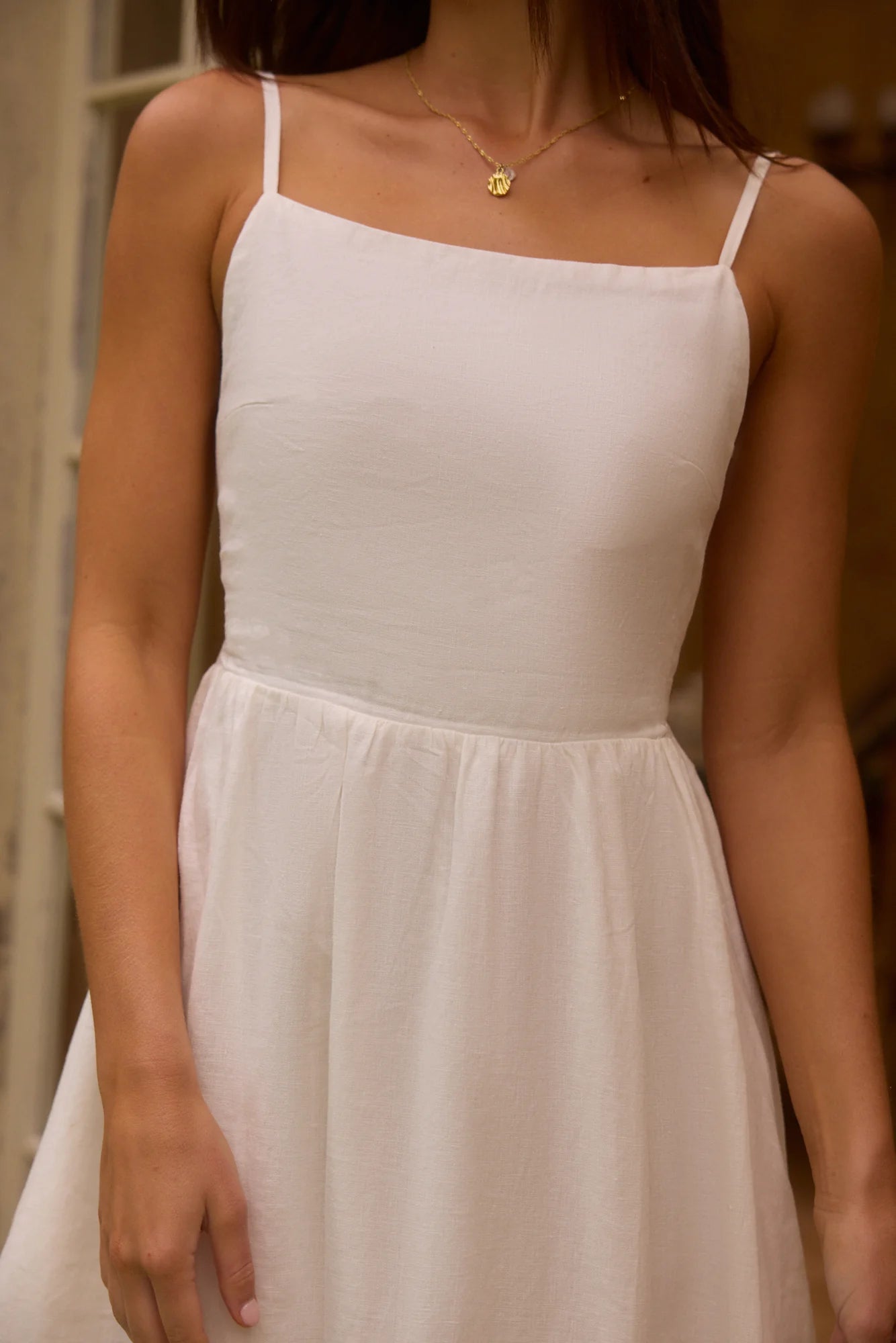 Lacey 100% Linen Maxi Dress White