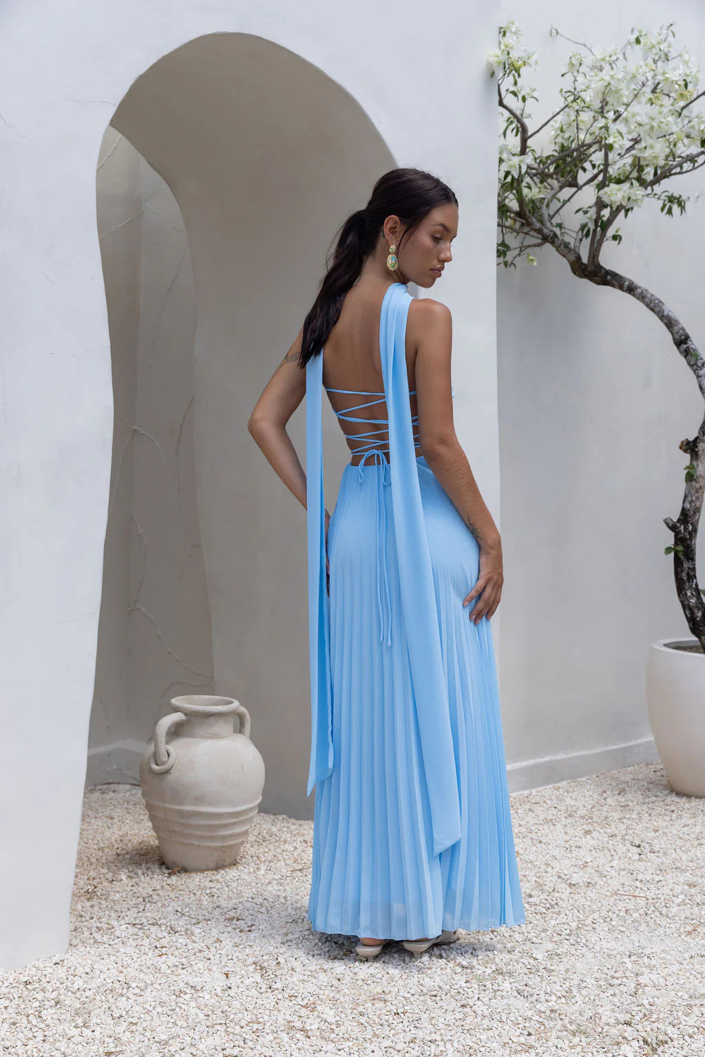 Rosewater Roads Strapless Maxi Dress Blue