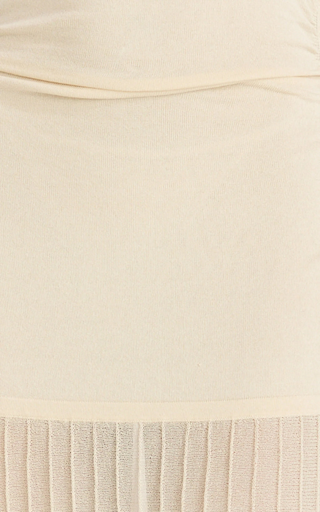Roxy Maxi Dress - One Shoulder Pleated Skirt Knitted Dress in Cream