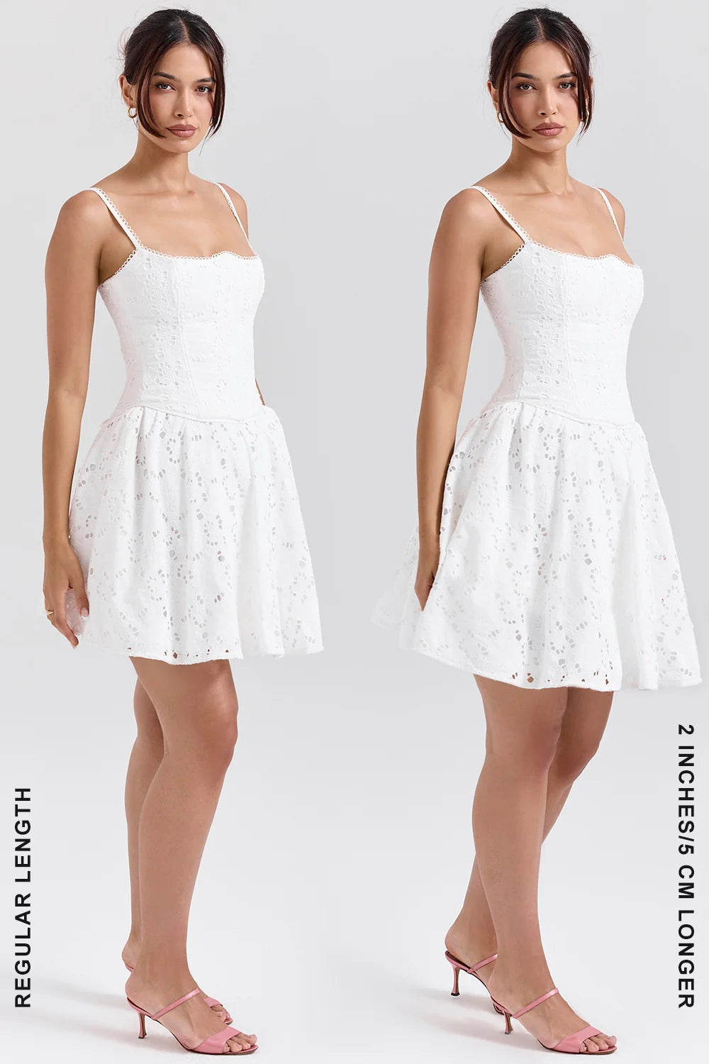white broderie anglais mini dress