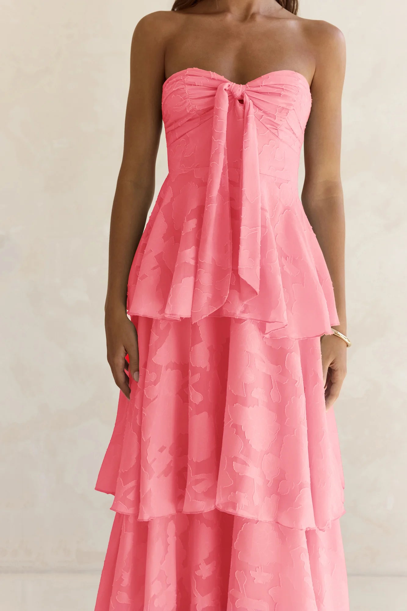 Know Your Heart Strapless Maxi Dress Coral