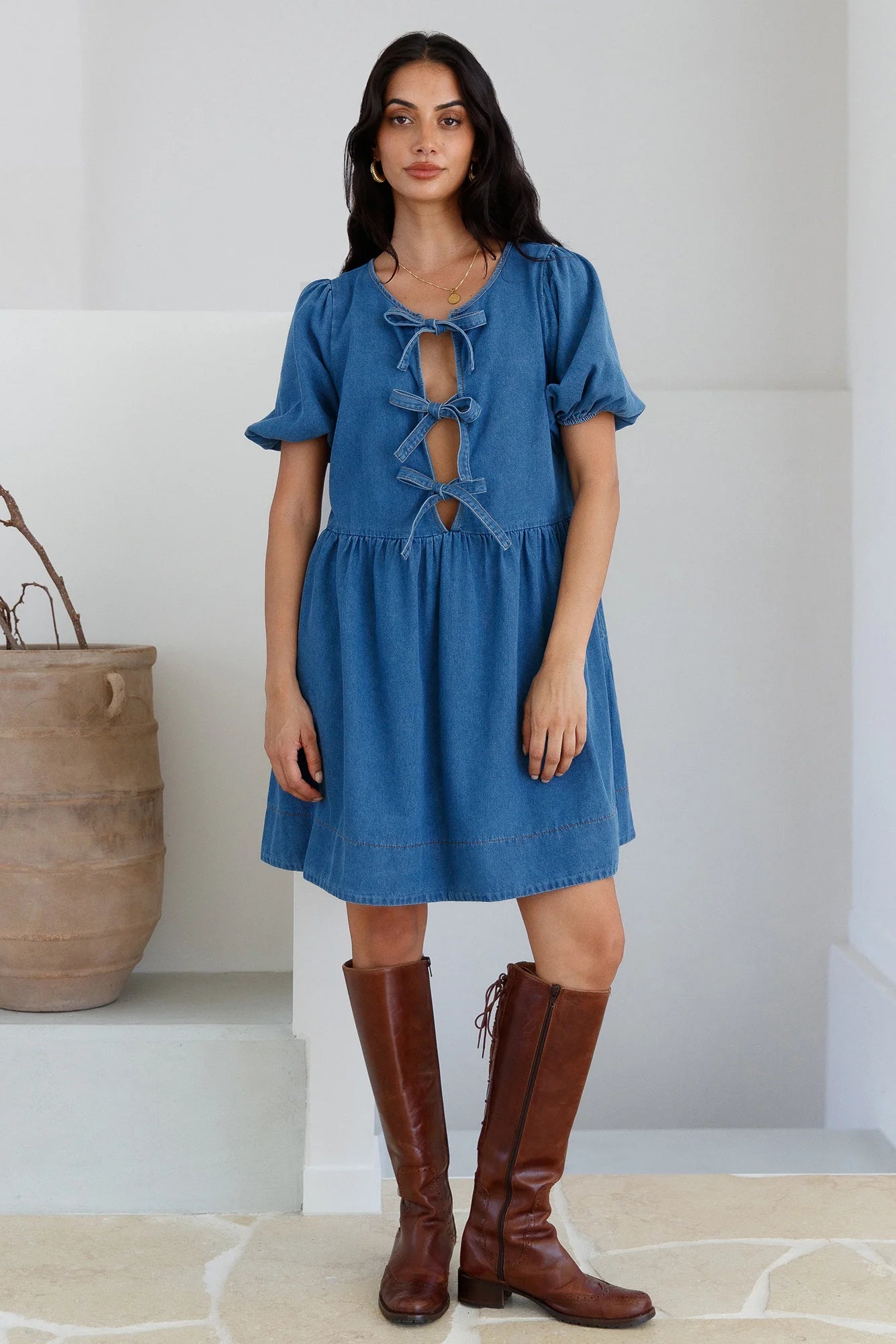 In Lieu Mini Dress Blue