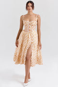 royal rose print corset midi sundress