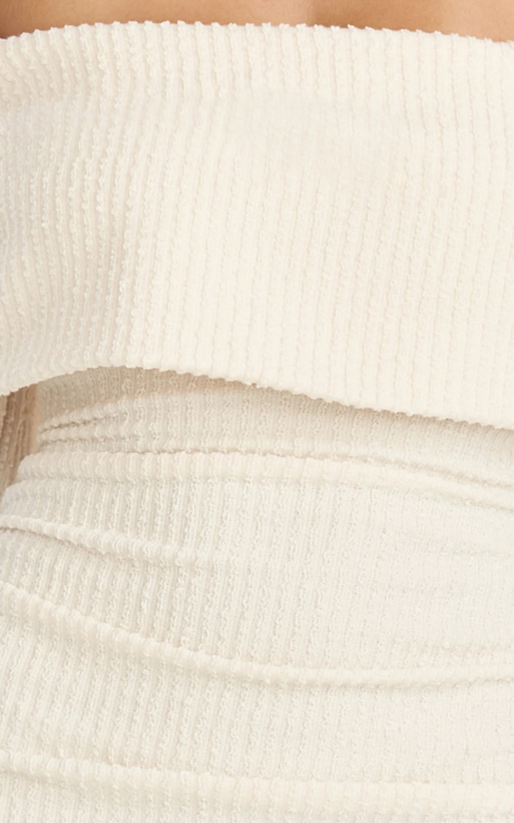 Maeve Mini Dress - Off Shoulder Long Sleeve Fit And Flare Mini Dress in Cream