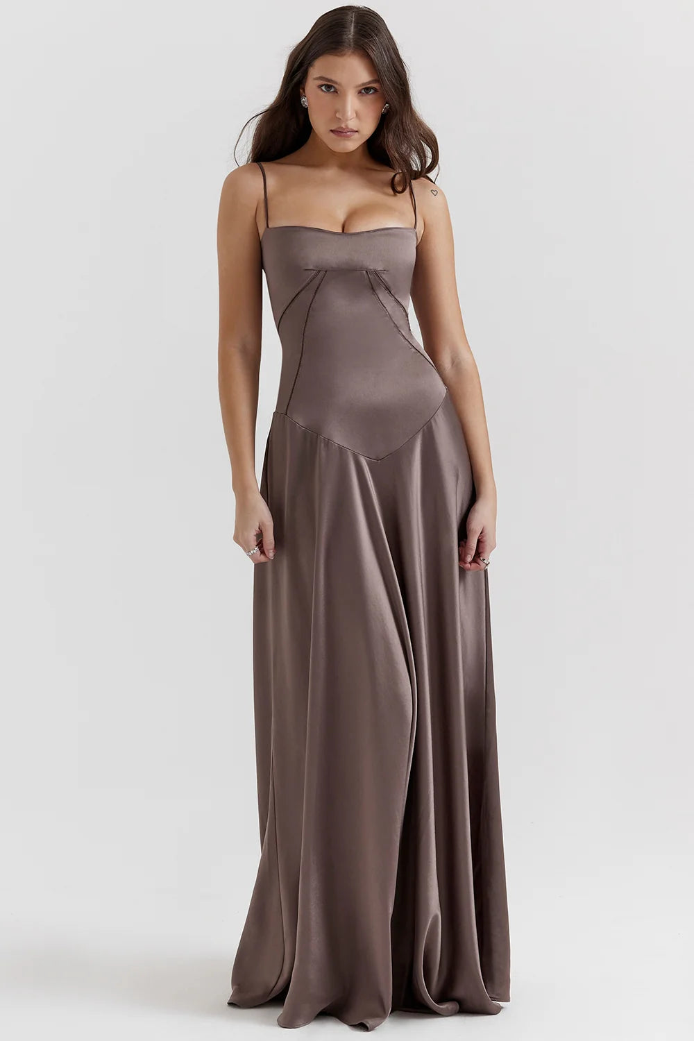 smoke lace up maxi dress