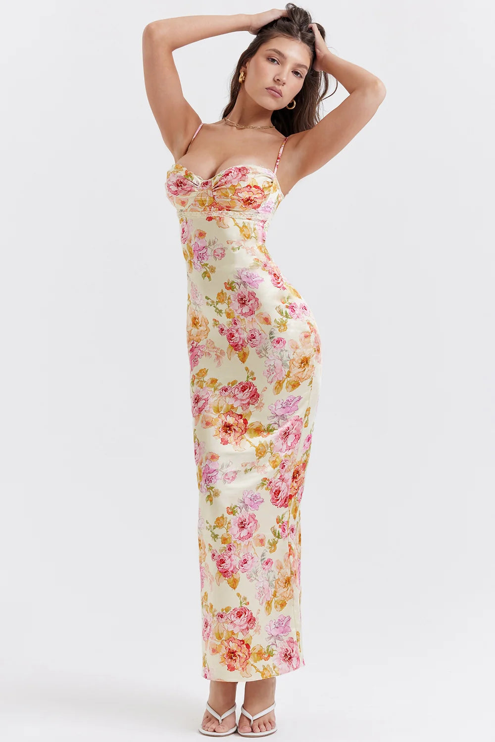 ivory floral maxi dress