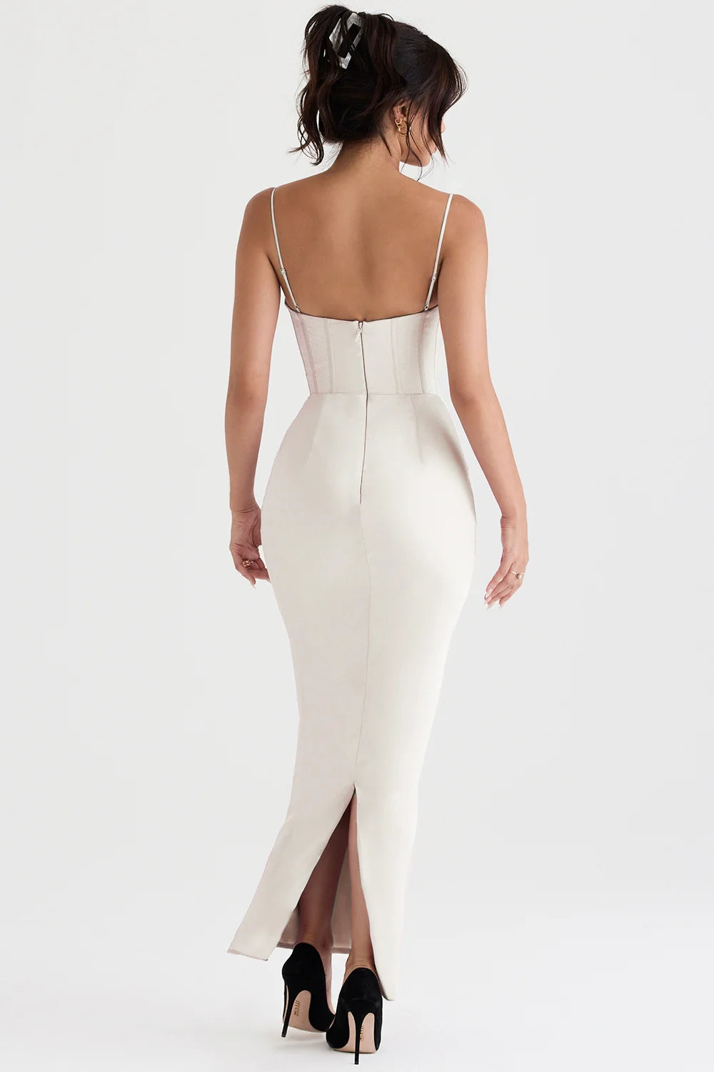 ivory corset maxi dress