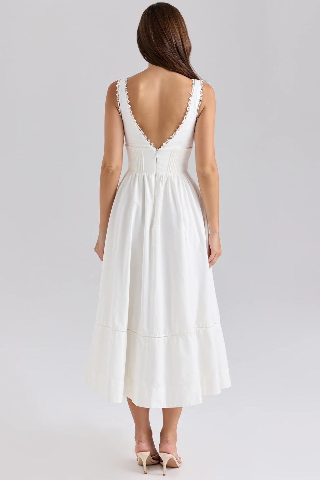 white stretch cotton midi sundress