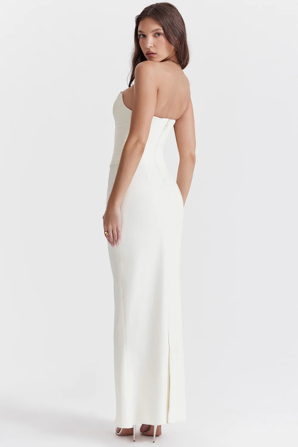 ivory strapless corset dress