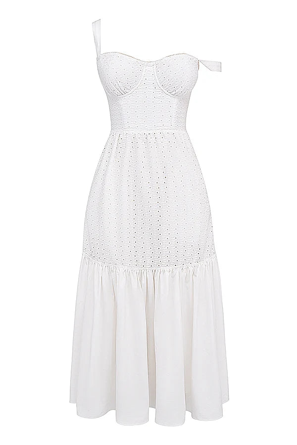 white broderie anglaise midi sundress