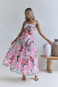 Bouquet In Bloom Strapless Maxi Dress Pink
