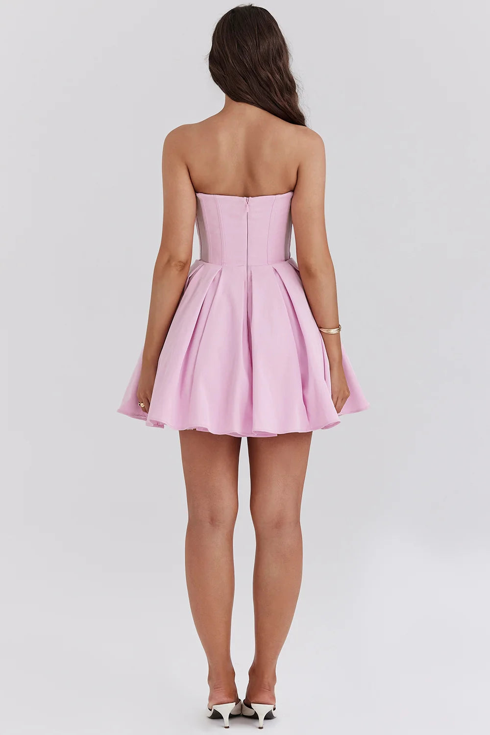 cotton candy twill strapless mini dress