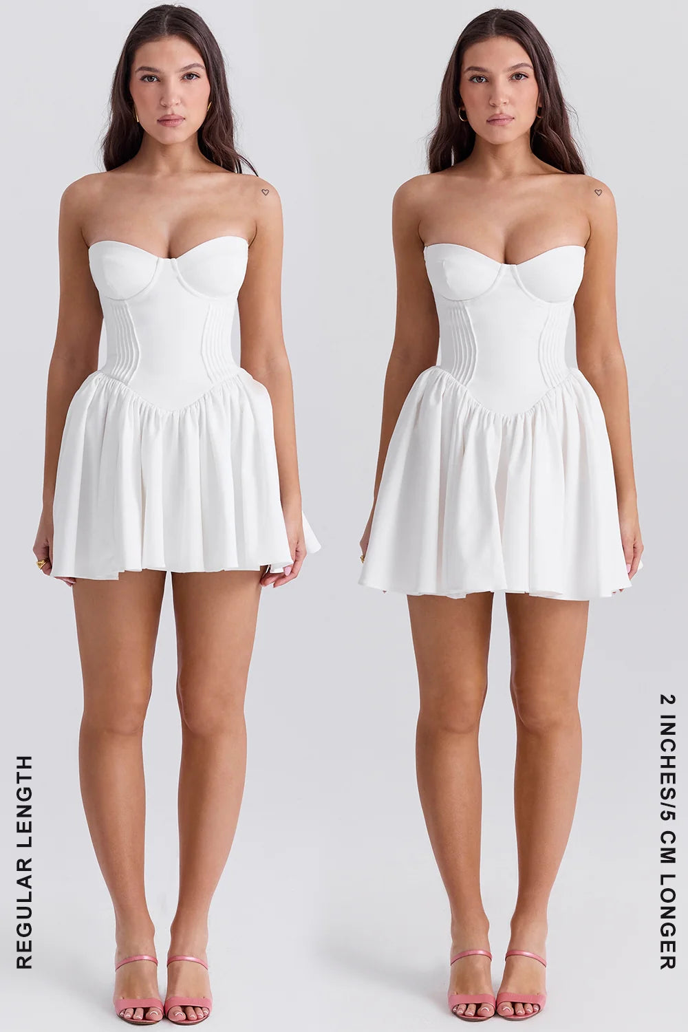 white strapless corset mini dress