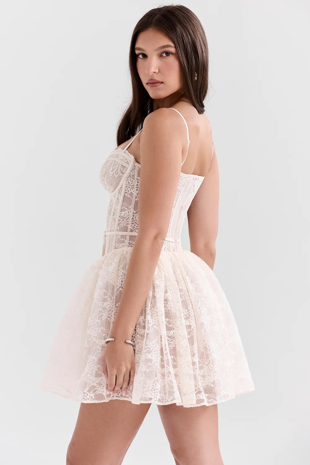 vintage cream lace mini dress