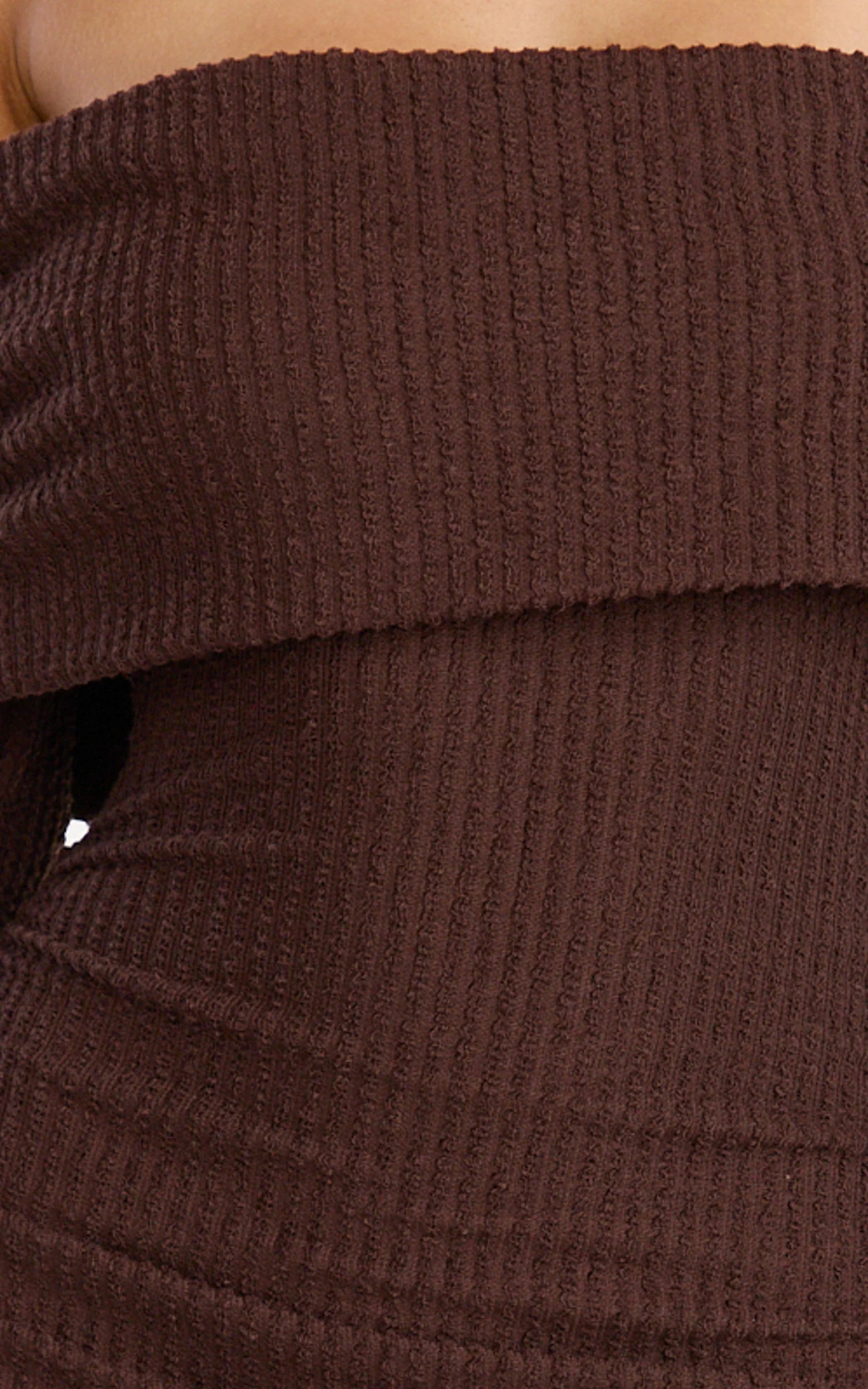 Maeve Mini Dress - Off Shoulder Long Sleeve Fit And Flare Mini Dress in Chocolate