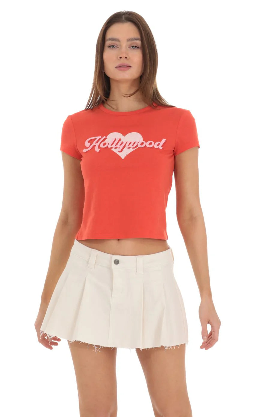 Hollywood Graphic T-Shirt in Red