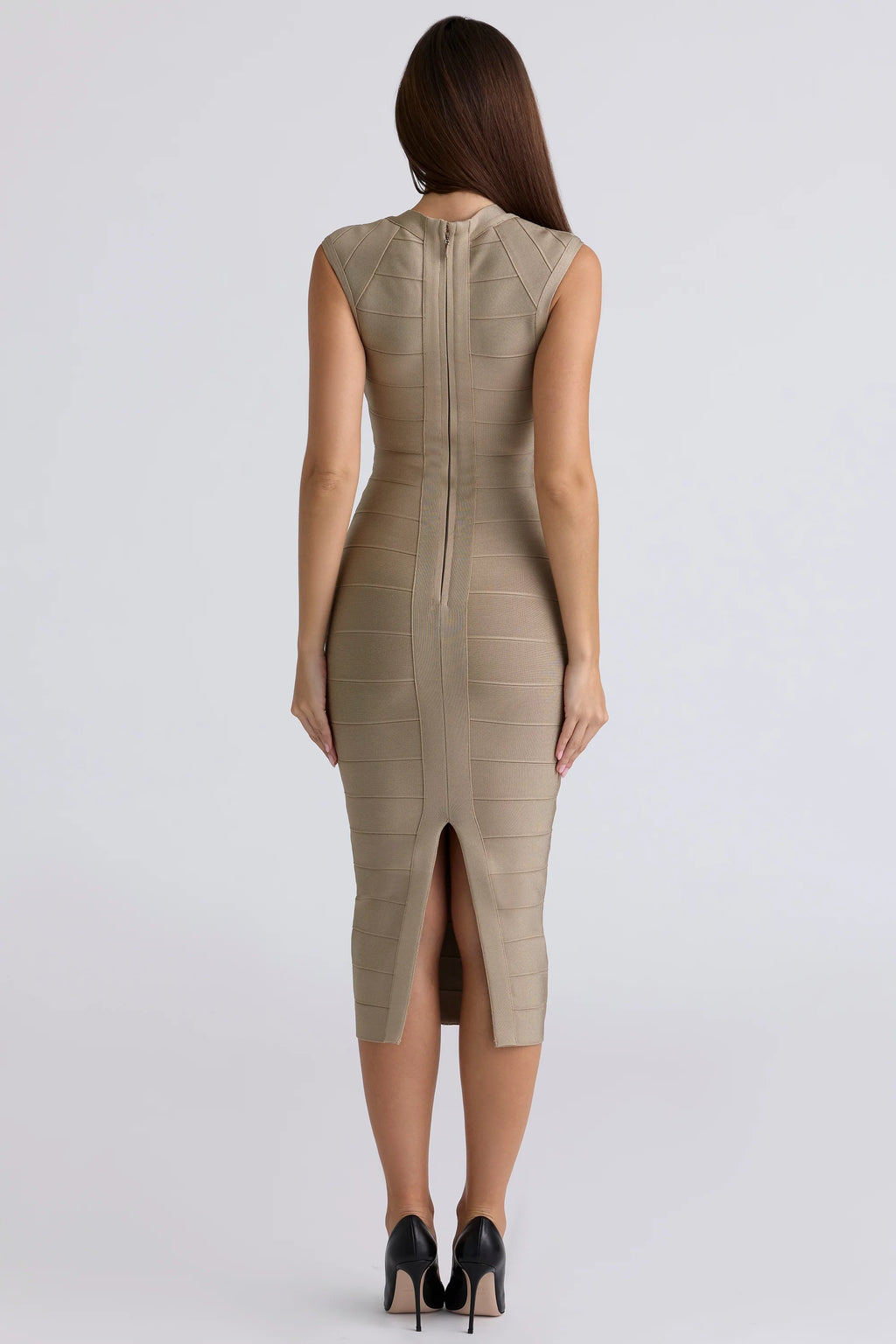latte bandage midi dress