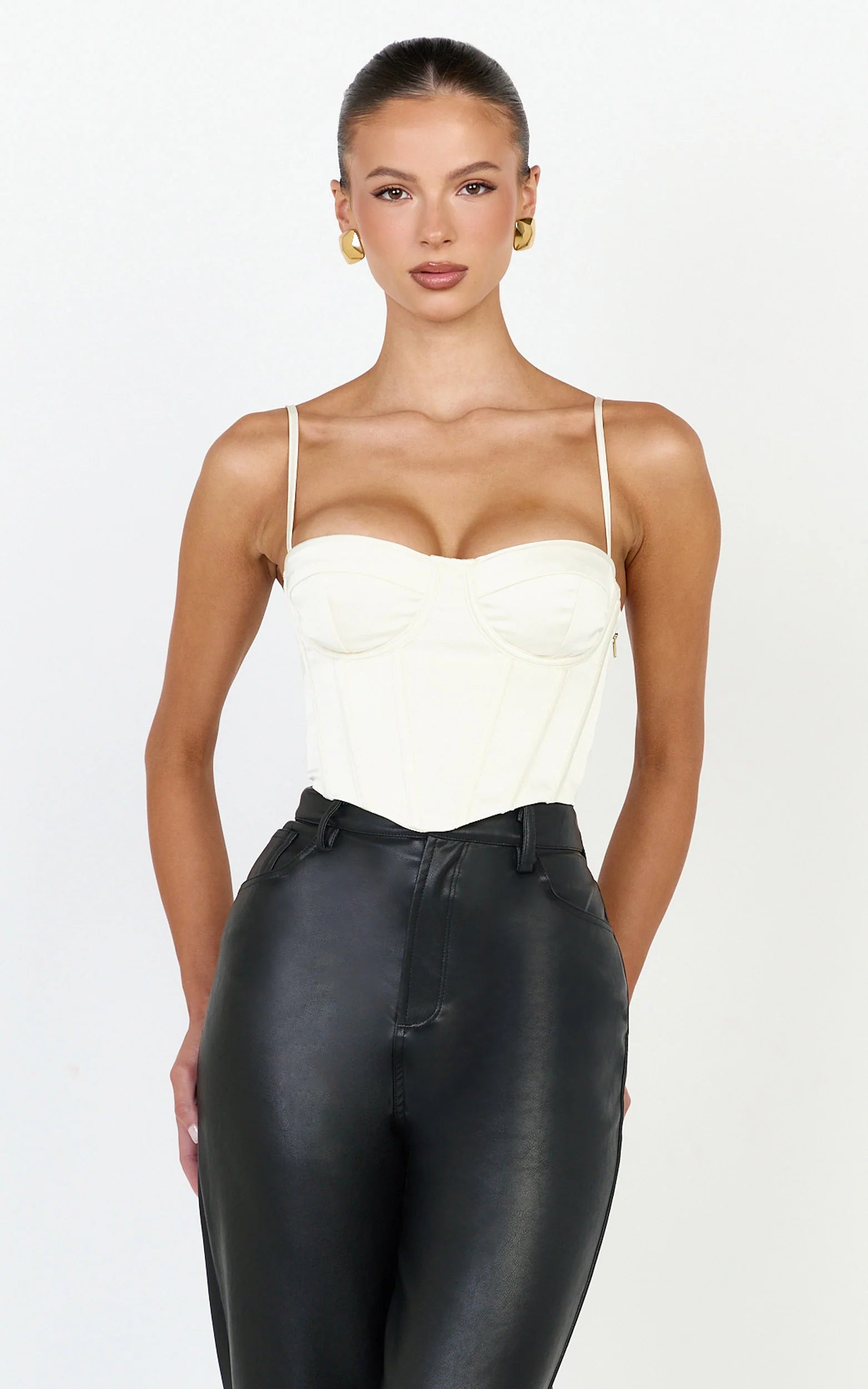 Allegra Top - Panelled Cup and Bodice Corset Top in Off White