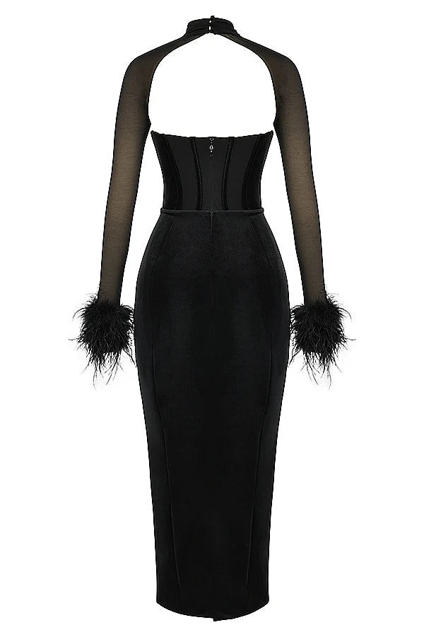 black velvet corset maxi dress